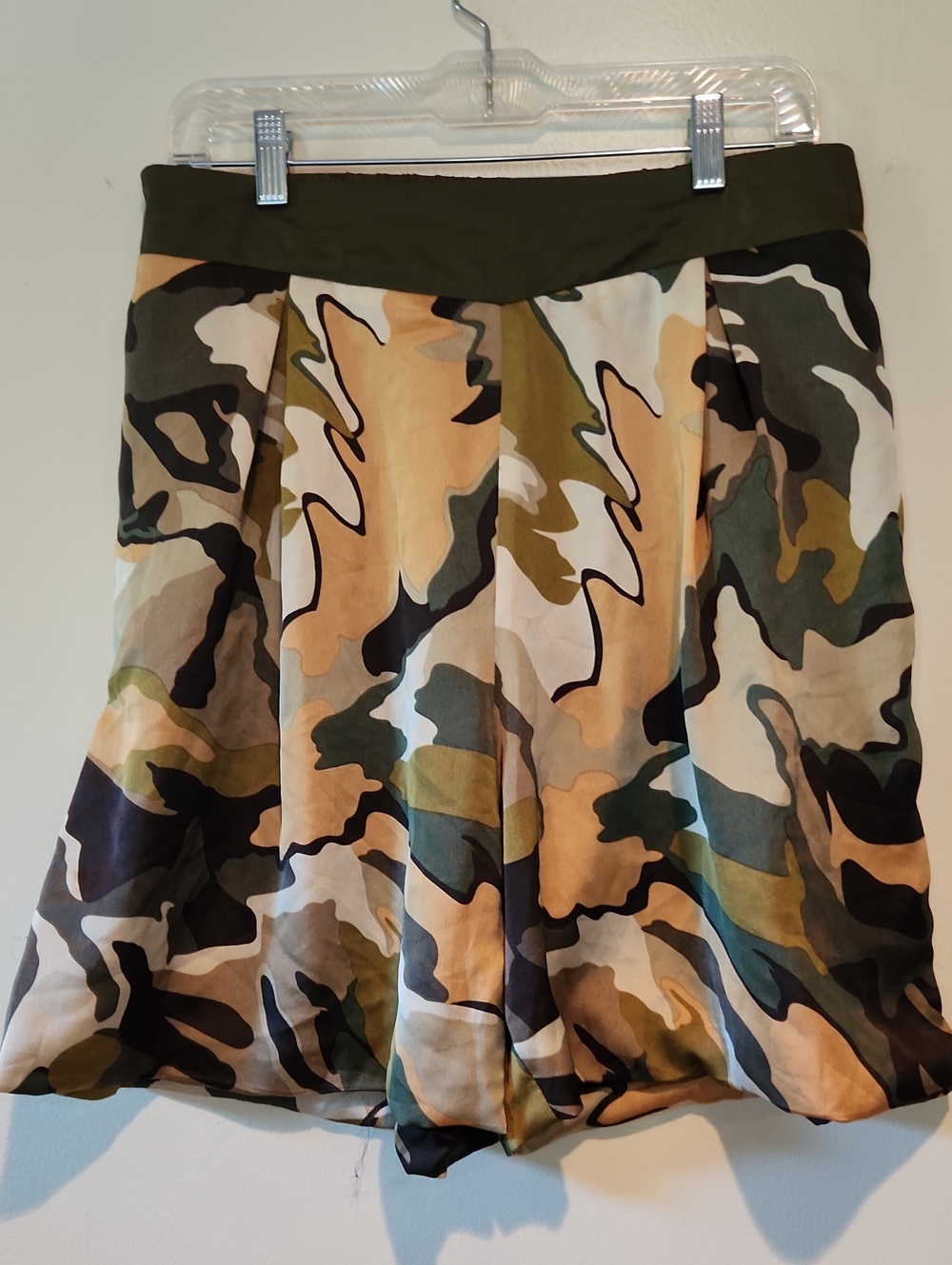 Camo Print Shorts with Olive Waistband